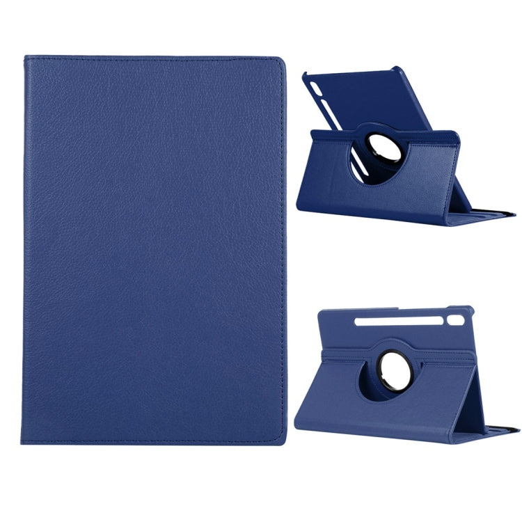 For Samsung Galaxy Tab S8+ / Tab S8 Plus / Tab S7 FE / Tab S7+ / T970 360 Degree Rotation Litchi Texture Flip Leather Case with Holder(Blue) by buy2fix
