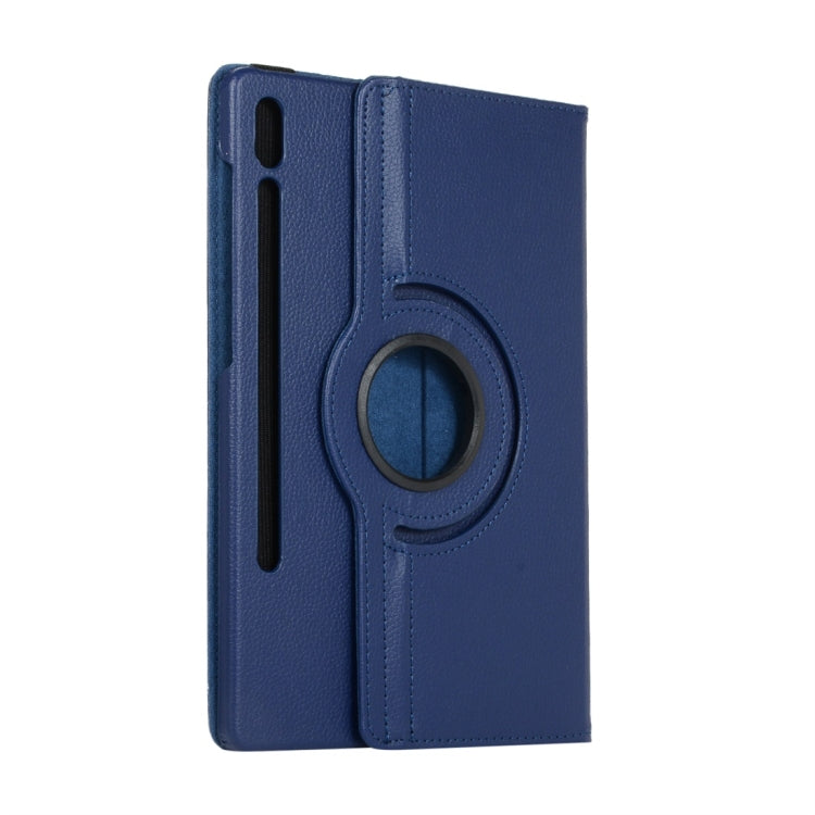 For Samsung Galaxy Tab S8+ / Tab S8 Plus / Tab S7 FE / Tab S7+ / T970 360 Degree Rotation Litchi Texture Flip Leather Case with Holder(Blue) by buy2fix