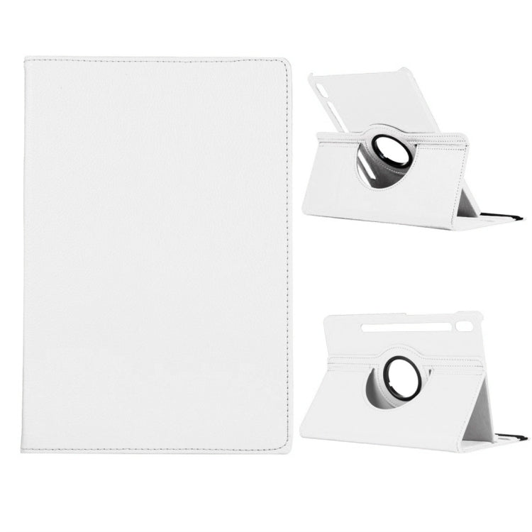 For Samsung Galaxy Tab S8+ / Tab S8 Plus / Tab S7 FE / Tab S7+ / T970 360 Degree Rotation Litchi Texture Flip Leather Case with Holder(White) by buy2fix
