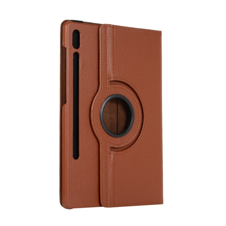 For Samsung Galaxy Tab S8+ / Tab S8 Plus / Tab S7 FE / Tab S7+ / T970 360 Degree Rotation Litchi Texture Flip Leather Case with Holder (Brown) by buy2fix