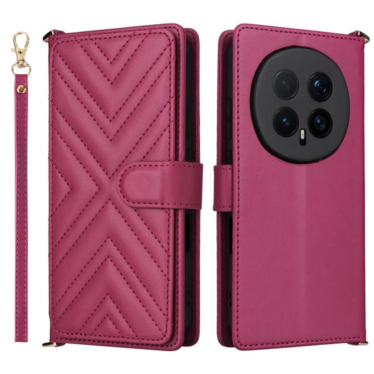 For Honor Magic8 Pro Multifunctional 6-Card Slots Leather Phone Case with Wrist Strap(Rose Red)