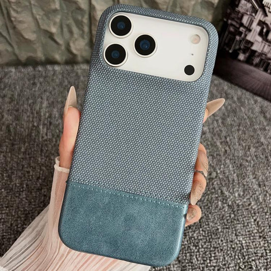 For iPhone 17 Pro Max Stitching Cloth MagSafe Magnetic PC Hybrid PU Phone Case(Cyan Blue) - iPhone 17 Pro Max Cases by buy2fix | Online Shopping UK | buy2fix