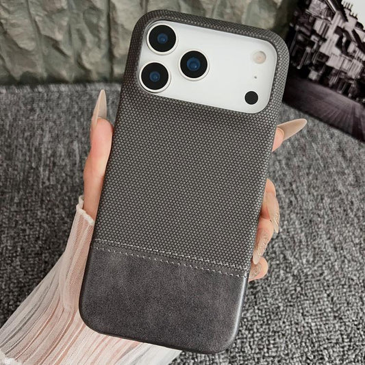 For iPhone 17 Pro Max Stitching Cloth MagSafe Magnetic PC Hybrid PU Phone Case(Grey) - iPhone 17 Pro Max Cases by buy2fix | Online Shopping UK | buy2fix