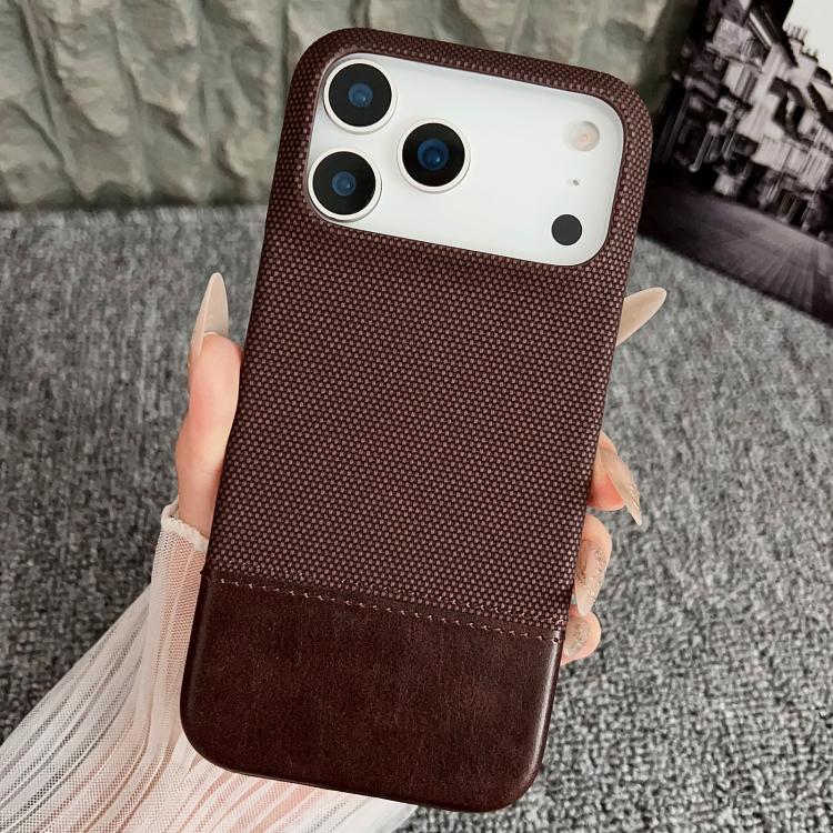 For iPhone 17 Pro Stitching Cloth MagSafe Magnetic PC Hybrid PU Phone Case(Dark Brown) - iPhone 17 Pro Cases by buy2fix | Online Shopping UK | buy2fix