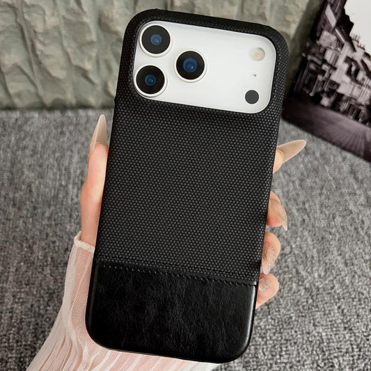 For iPhone 17 Pro Stitching Cloth MagSafe Magnetic PC Hybrid PU Phone Case(Black) - iPhone 17 Pro Cases by buy2fix | Online Shopping UK | buy2fix