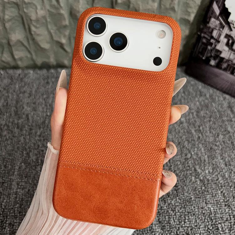 For iPhone 17 Pro Stitching Cloth MagSafe Magnetic PC Hybrid PU Phone Case(Brown) - iPhone 17 Pro Cases by buy2fix | Online Shopping UK | buy2fix