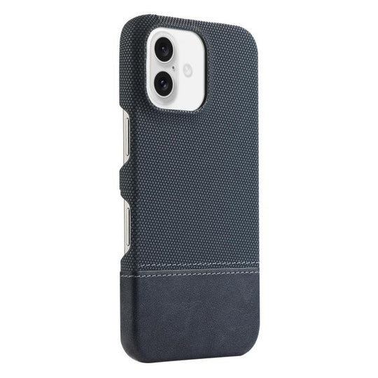 For iPhone 17 Stitching Cloth MagSafe Magnetic PC Hybrid PU Phone Case(Dark Blue)