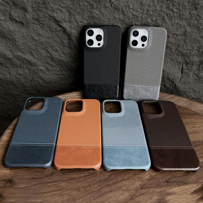 For iPhone 17 Pro Max Stitching Cloth MagSafe Magnetic PC Hybrid PU Phone Case(Brown) - iPhone 17 Pro Max Cases by buy2fix | Online Shopping UK | buy2fix