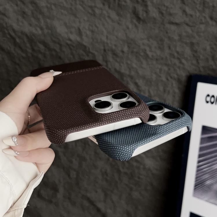 For iPhone 17 Stitching Cloth MagSafe Magnetic PC Hybrid PU Phone Case(Dark Brown) - iPhone 17 Cases by buy2fix | Online Shopping UK | buy2fix