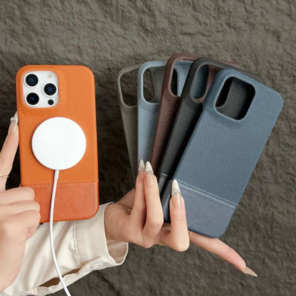 For iPhone Air Stitching Cloth MagSafe Magnetic PC Hybrid PU Phone Case(Brown) - iPhone Air Cases by buy2fix | Online Shopping UK | buy2fix
