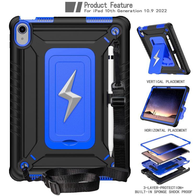 For iPad 2025 / 2022 Armor Bolt Shape Holder Silicone Hybrid PC Tablet Case(Black Blue) - iPad 2025 / 2022 Cases by buy2fix | Online Shopping UK | buy2fix