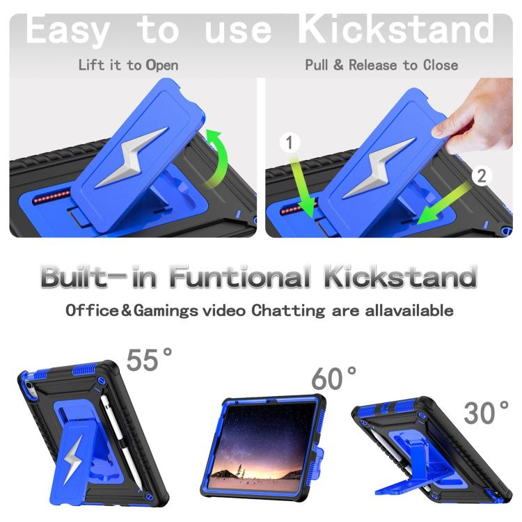 For iPad 2025 / 2022 Armor Bolt Shape Holder Silicone Hybrid PC Tablet Case(Black Blue) - iPad 2025 / 2022 Cases by buy2fix | Online Shopping UK | buy2fix