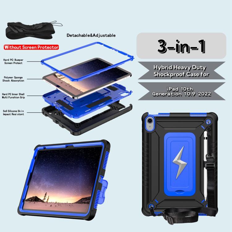 For iPad 2025 / 2022 Armor Bolt Shape Holder Silicone Hybrid PC Tablet Case(Black Blue) - iPad 2025 / 2022 Cases by buy2fix | Online Shopping UK | buy2fix