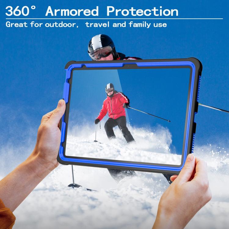 For iPad 2025 / 2022 Armor Bolt Shape Holder Silicone Hybrid PC Tablet Case(Black Blue) - iPad 2025 / 2022 Cases by buy2fix | Online Shopping UK | buy2fix