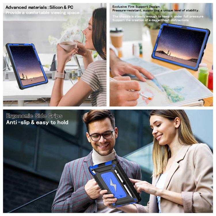 For iPad 2025 / 2022 Armor Bolt Shape Holder Silicone Hybrid PC Tablet Case(Black Blue) - iPad 2025 / 2022 Cases by buy2fix | Online Shopping UK | buy2fix