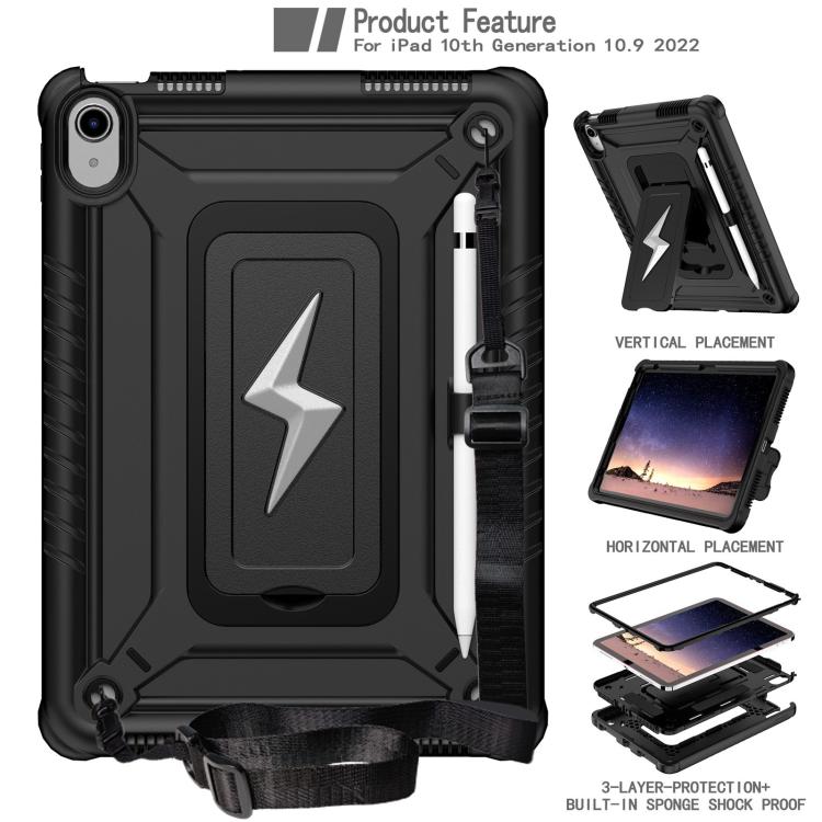 For iPad 2025 / 2022 Armor Bolt Shape Holder Silicone Hybrid PC Tablet Case(Black) - iPad 2025 / 2022 Cases by buy2fix | Online Shopping UK | buy2fix