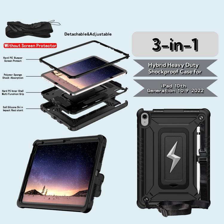 For iPad 2025 / 2022 Armor Bolt Shape Holder Silicone Hybrid PC Tablet Case(Black) - iPad 2025 / 2022 Cases by buy2fix | Online Shopping UK | buy2fix