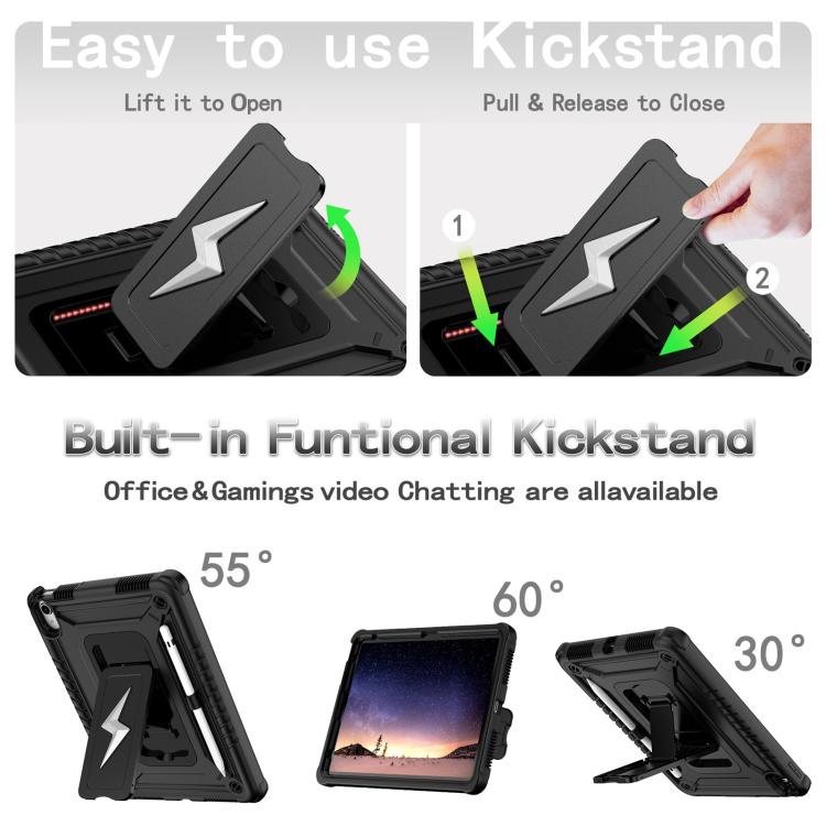 For iPad 2025 / 2022 Armor Bolt Shape Holder Silicone Hybrid PC Tablet Case(Black) - iPad 2025 / 2022 Cases by buy2fix | Online Shopping UK | buy2fix