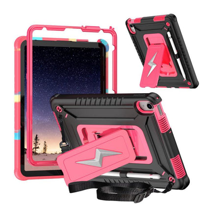 For iPad 2025 / 2022 Armor Bolt Shape Holder Silicone Hybrid PC Tablet Case(Black Rose Red) - iPad 2025 / 2022 Cases by buy2fix | Online Shopping UK | buy2fix