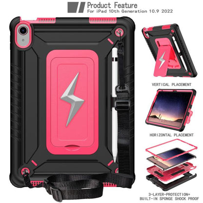 For iPad 2025 / 2022 Armor Bolt Shape Holder Silicone Hybrid PC Tablet Case(Black Rose Red) - iPad 2025 / 2022 Cases by buy2fix | Online Shopping UK | buy2fix