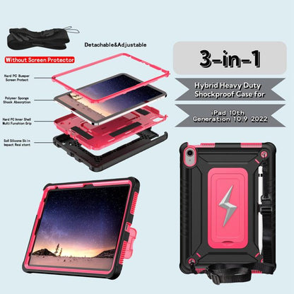 For iPad 2025 / 2022 Armor Bolt Shape Holder Silicone Hybrid PC Tablet Case(Black Rose Red) - iPad 2025 / 2022 Cases by buy2fix | Online Shopping UK | buy2fix