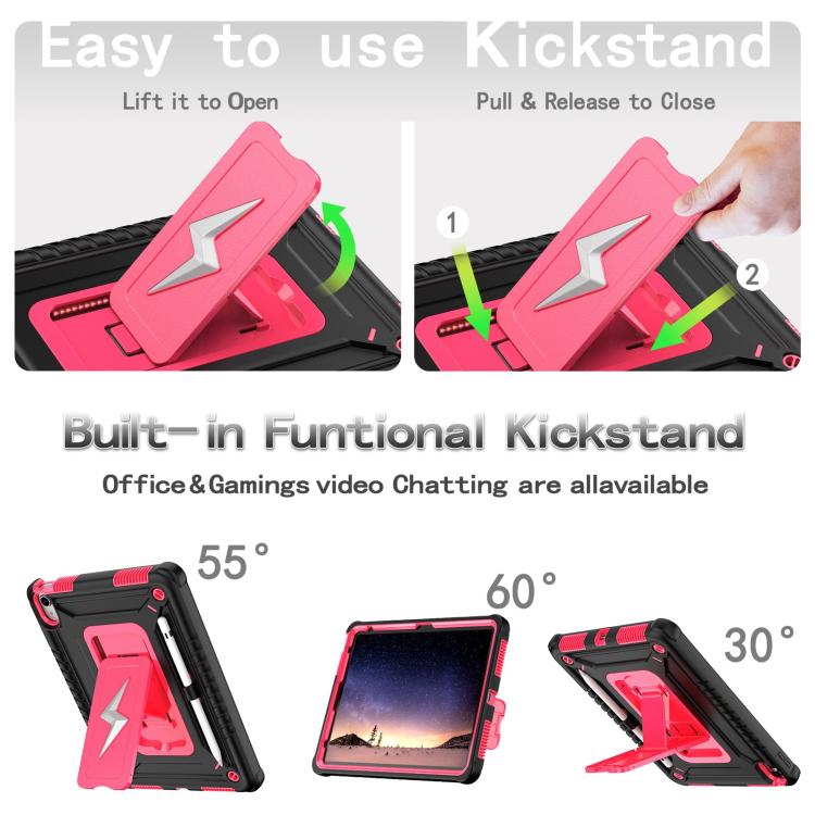 For iPad 2025 / 2022 Armor Bolt Shape Holder Silicone Hybrid PC Tablet Case(Black Rose Red) - iPad 2025 / 2022 Cases by buy2fix | Online Shopping UK | buy2fix