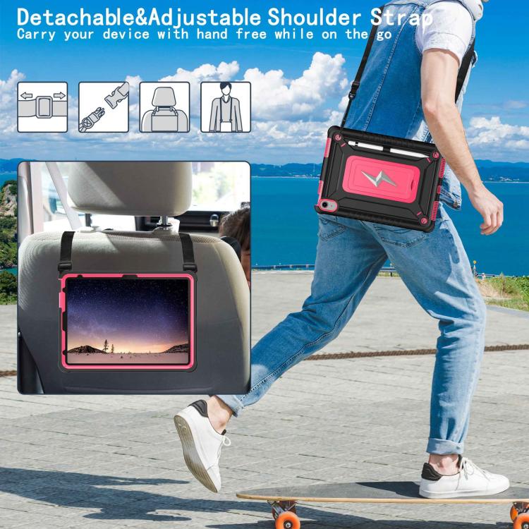 For iPad 2025 / 2022 Armor Bolt Shape Holder Silicone Hybrid PC Tablet Case(Black Rose Red) - iPad 2025 / 2022 Cases by buy2fix | Online Shopping UK | buy2fix