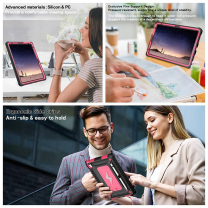 For iPad 2025 / 2022 Armor Bolt Shape Holder Silicone Hybrid PC Tablet Case(Black Rose Red) - iPad 2025 / 2022 Cases by buy2fix | Online Shopping UK | buy2fix