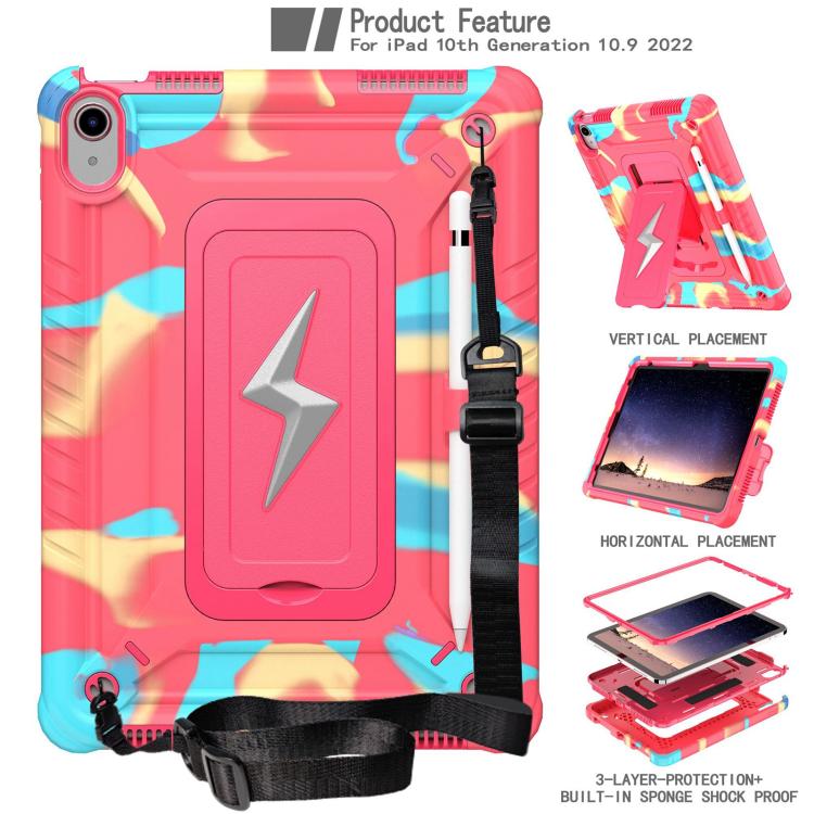 For iPad 2025 / 2022 Armor Bolt Shape Holder Silicone Hybrid PC Tablet Case(Camouflage Rose Red) - iPad 2025 / 2022 Cases by buy2fix | Online Shopping UK | buy2fix