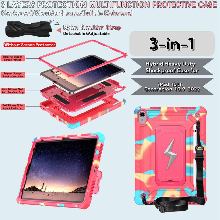 For iPad 2025 / 2022 Armor Bolt Shape Holder Silicone Hybrid PC Tablet Case(Camouflage Rose Red) - iPad 2025 / 2022 Cases by buy2fix | Online Shopping UK | buy2fix