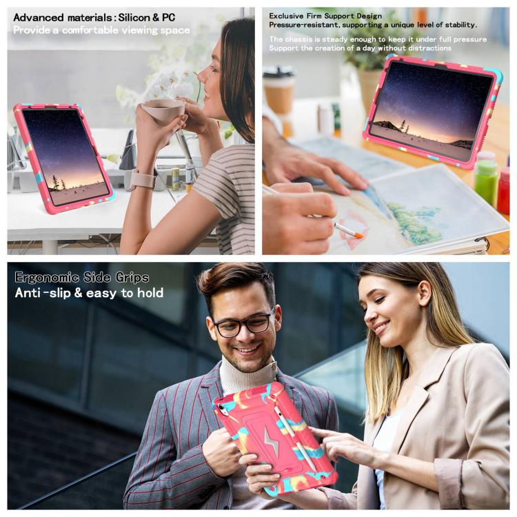 For iPad 2025 / 2022 Armor Bolt Shape Holder Silicone Hybrid PC Tablet Case(Camouflage Rose Red) - iPad 2025 / 2022 Cases by buy2fix | Online Shopping UK | buy2fix
