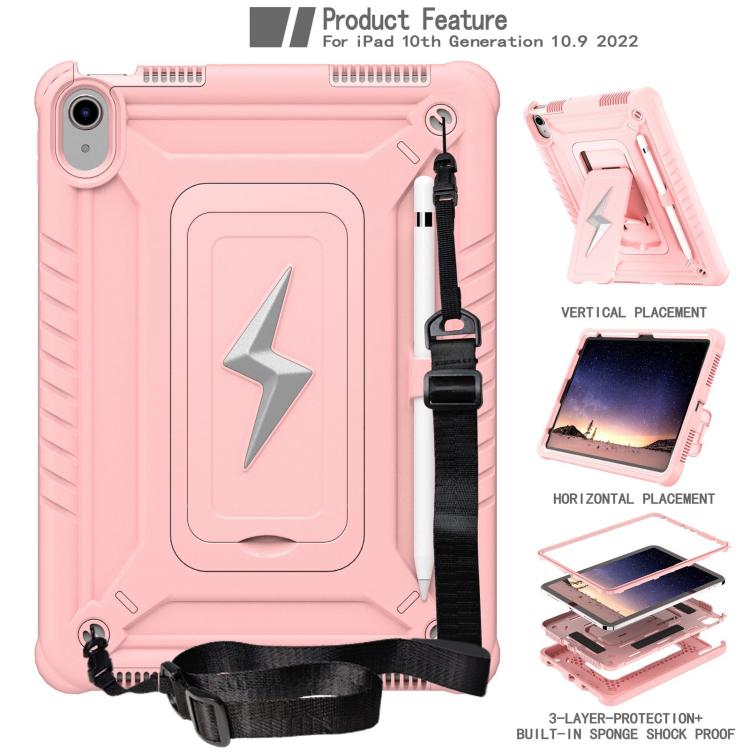 For iPad 2025 / 2022 Armor Bolt Shape Holder Silicone Hybrid PC Tablet Case(Rose Gold) - iPad 2025 / 2022 Cases by buy2fix | Online Shopping UK | buy2fix