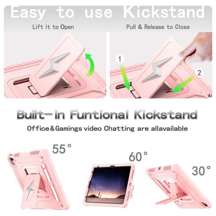 For iPad 2025 / 2022 Armor Bolt Shape Holder Silicone Hybrid PC Tablet Case(Rose Gold) - iPad 2025 / 2022 Cases by buy2fix | Online Shopping UK | buy2fix