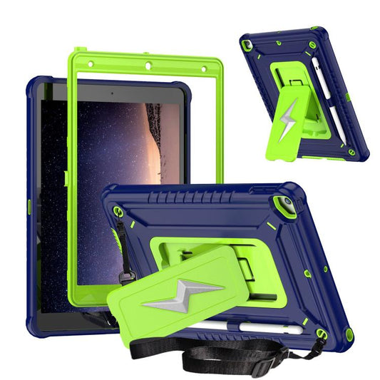 For iPad 10.2 2021 / 2020 / 2019 Armor Bolt Shape Holder Silicone Hybrid PC Tablet Case(Navy Blue Olivine) - iPad 10.2 Cases by buy2fix | Online Shopping UK | buy2fix