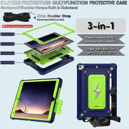 For iPad 10.2 2021 / 2020 / 2019 Armor Bolt Shape Holder Silicone Hybrid PC Tablet Case(Navy Blue Olivine) - iPad 10.2 Cases by buy2fix | Online Shopping UK | buy2fix