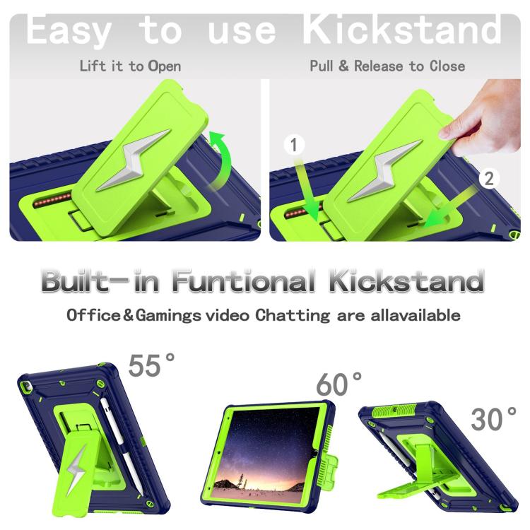 For iPad 10.2 2021 / 2020 / 2019 Armor Bolt Shape Holder Silicone Hybrid PC Tablet Case(Navy Blue Olivine) - iPad 10.2 Cases by buy2fix | Online Shopping UK | buy2fix