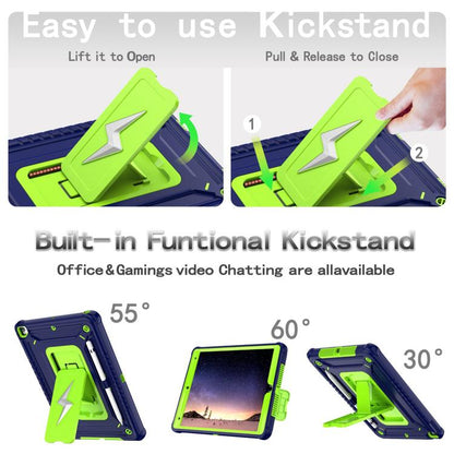 For iPad 10.2 2021 / 2020 / 2019 Armor Bolt Shape Holder Silicone Hybrid PC Tablet Case(Navy Blue Olivine) - iPad 10.2 Cases by buy2fix | Online Shopping UK | buy2fix