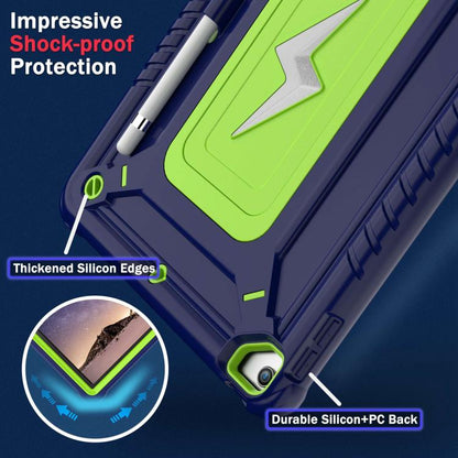 For iPad 10.2 2021 / 2020 / 2019 Armor Bolt Shape Holder Silicone Hybrid PC Tablet Case(Navy Blue Olivine) - iPad 10.2 Cases by buy2fix | Online Shopping UK | buy2fix