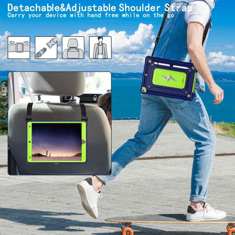 For iPad 10.2 2021 / 2020 / 2019 Armor Bolt Shape Holder Silicone Hybrid PC Tablet Case(Navy Blue Olivine) - iPad 10.2 Cases by buy2fix | Online Shopping UK | buy2fix