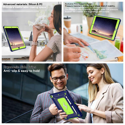 For iPad 10.2 2021 / 2020 / 2019 Armor Bolt Shape Holder Silicone Hybrid PC Tablet Case(Navy Blue Olivine) - iPad 10.2 Cases by buy2fix | Online Shopping UK | buy2fix