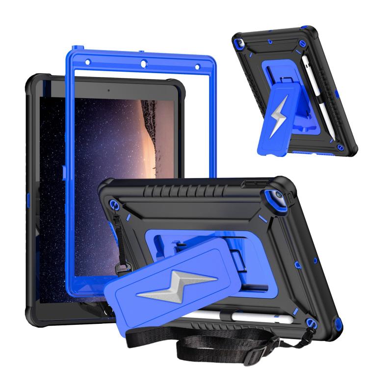 For iPad 10.2 2021 / 2020 / 2019 Armor Bolt Shape Holder Silicone Hybrid PC Tablet Case(Black Blue) - iPad 10.2 Cases by buy2fix | Online Shopping UK | buy2fix