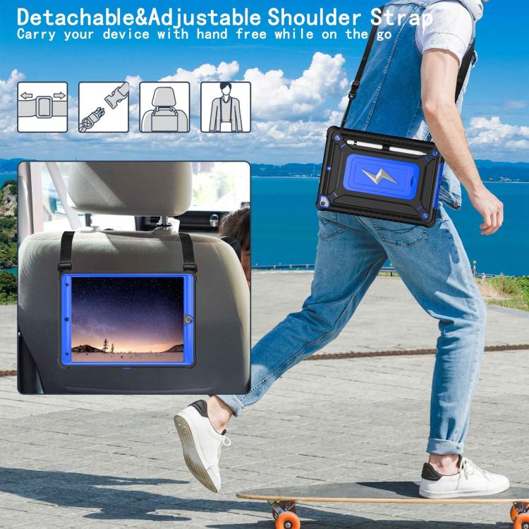 For iPad 10.2 2021 / 2020 / 2019 Armor Bolt Shape Holder Silicone Hybrid PC Tablet Case(Black Blue) - iPad 10.2 Cases by buy2fix | Online Shopping UK | buy2fix