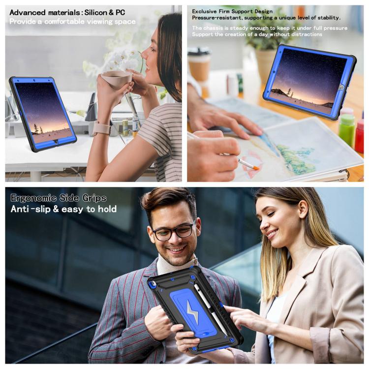 For iPad 10.2 2021 / 2020 / 2019 Armor Bolt Shape Holder Silicone Hybrid PC Tablet Case(Black Blue) - iPad 10.2 Cases by buy2fix | Online Shopping UK | buy2fix