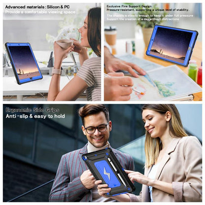 For iPad 10.2 2021 / 2020 / 2019 Armor Bolt Shape Holder Silicone Hybrid PC Tablet Case(Black Blue) - iPad 10.2 Cases by buy2fix | Online Shopping UK | buy2fix