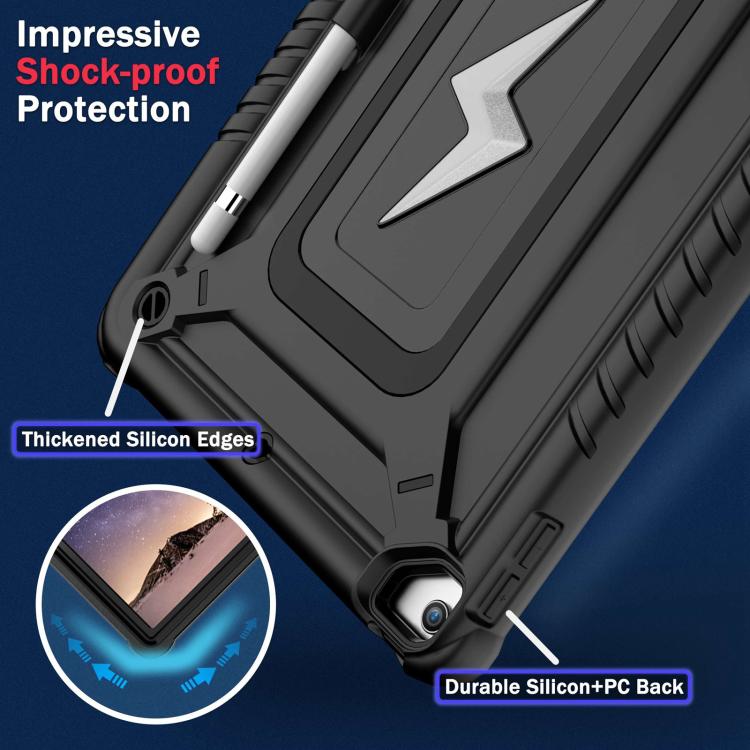 For iPad 10.2 2021 / 2020 / 2019 Armor Bolt Shape Holder Silicone Hybrid PC Tablet Case(Black) - iPad 10.2 Cases by buy2fix | Online Shopping UK | buy2fix