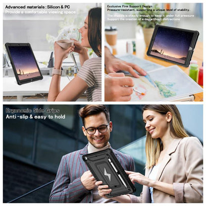 For iPad 10.2 2021 / 2020 / 2019 Armor Bolt Shape Holder Silicone Hybrid PC Tablet Case(Black) - iPad 10.2 Cases by buy2fix | Online Shopping UK | buy2fix