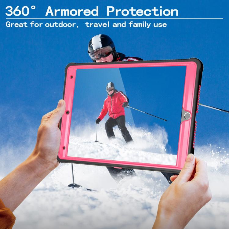 For iPad 10.2 2021 / 2020 / 2019 Armor Bolt Shape Holder Silicone Hybrid PC Tablet Case(Black Rose Red) - iPad 10.2 Cases by buy2fix | Online Shopping UK | buy2fix