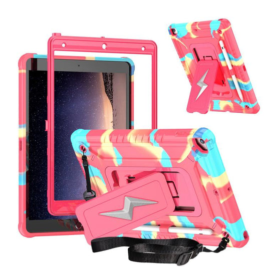 For iPad 10.2 2021 / 2020 / 2019 Armor Bolt Shape Holder Silicone Hybrid PC Tablet Case(Camouflage Rose Red) - iPad 10.2 Cases by buy2fix | Online Shopping UK | buy2fix