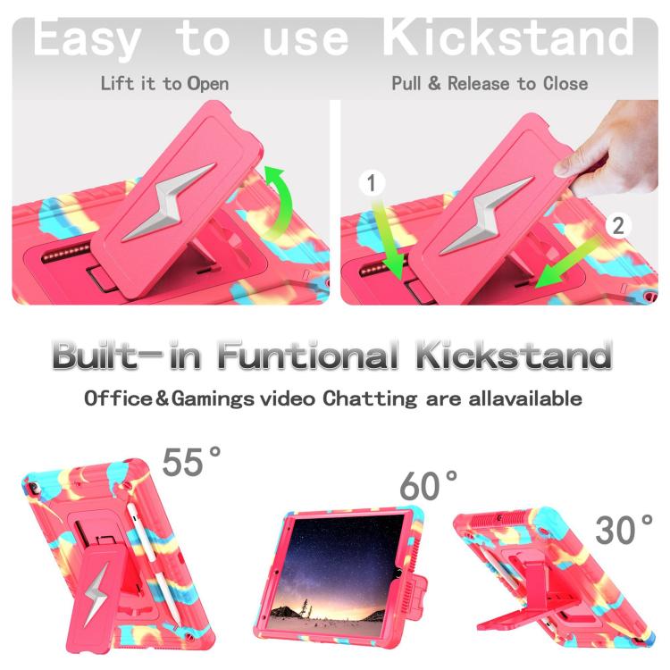 For iPad 10.2 2021 / 2020 / 2019 Armor Bolt Shape Holder Silicone Hybrid PC Tablet Case(Camouflage Rose Red) - iPad 10.2 Cases by buy2fix | Online Shopping UK | buy2fix