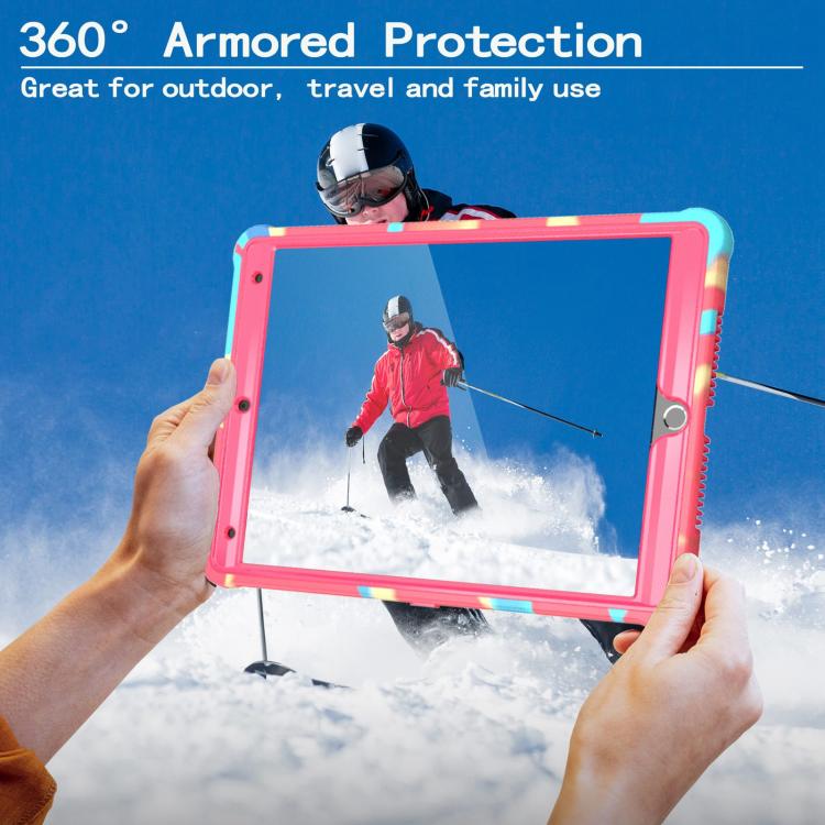 For iPad 10.2 2021 / 2020 / 2019 Armor Bolt Shape Holder Silicone Hybrid PC Tablet Case(Camouflage Rose Red) - iPad 10.2 Cases by buy2fix | Online Shopping UK | buy2fix